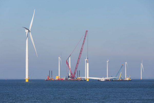 Construction site of offshore wind farm near the Dutch coast
